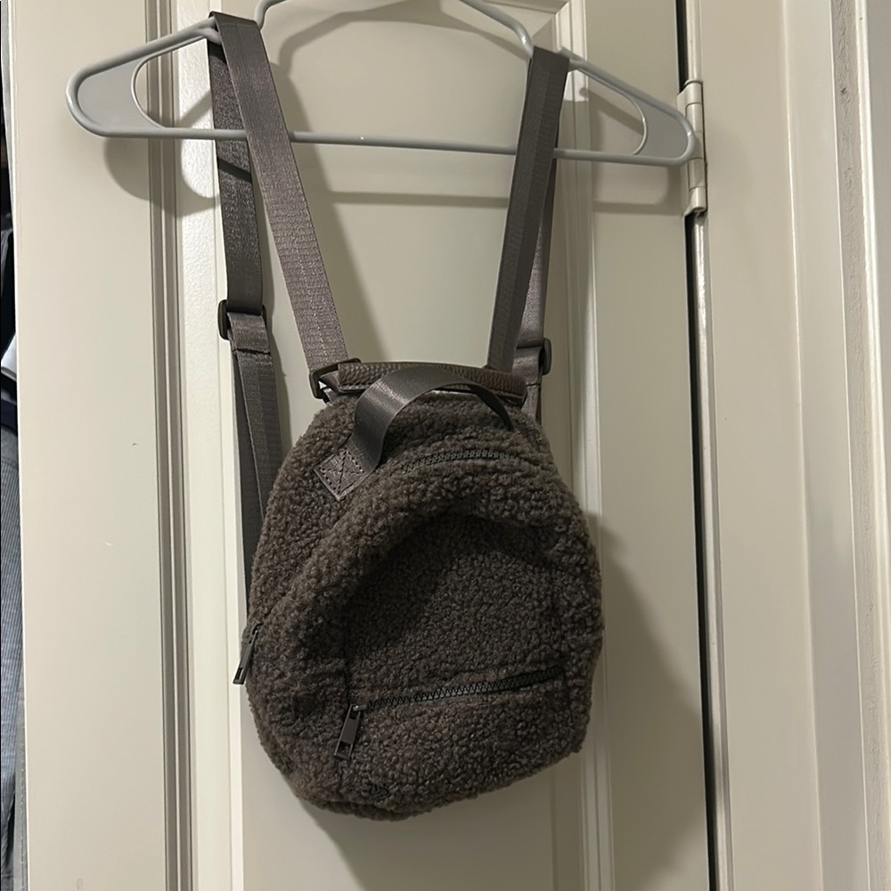 Brown Fleece Mini Backpack with Adjustable Straps